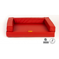 Letto ortopedico per animali, con bordo imbottito - ecopelle rossa