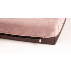Cuccia - velluto trapuntato rosa antico/pelle ecologica marrone