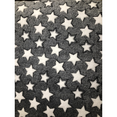Fleecová deka - bílé hvězdy/šedá
