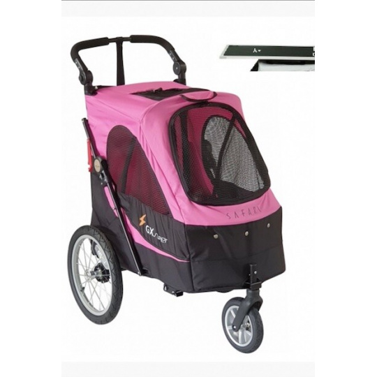 Carrello Petstro, passeggino con tavolo da toelettatura medio, colore rosa/nero incluso tavolo da toelettatura