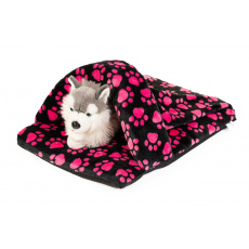 Cuccia - "pantofola" zampe rosa/materiale in pile grigio