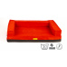 Letto ortopedico, bordo imbottito - velluto rosso/ecopelle rossa